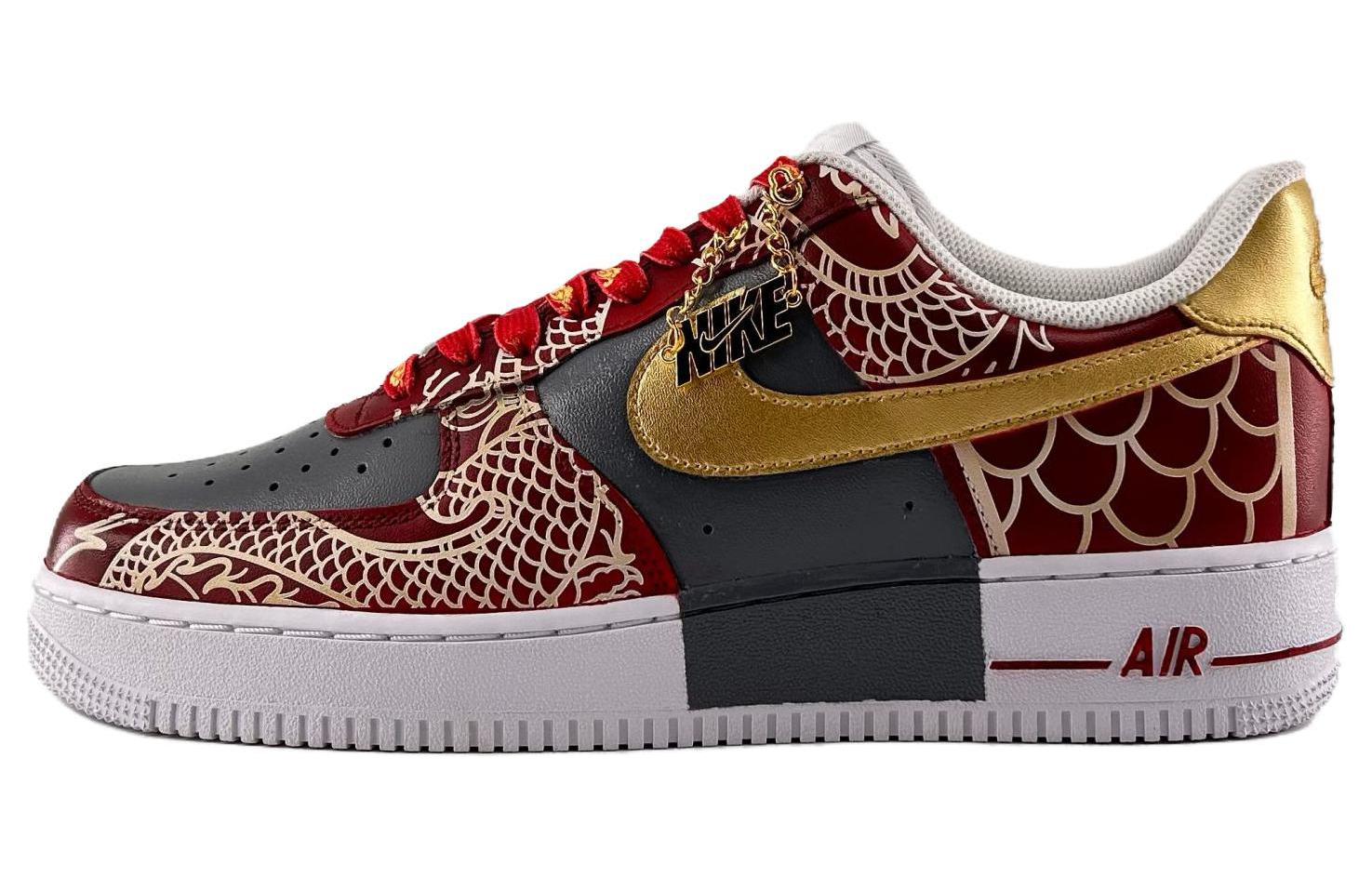Nike Air Force 1 Coverage Thermal, Slip Resistant, Impact Resistant Low top Skateboard Shoes GS Women's Gold Red