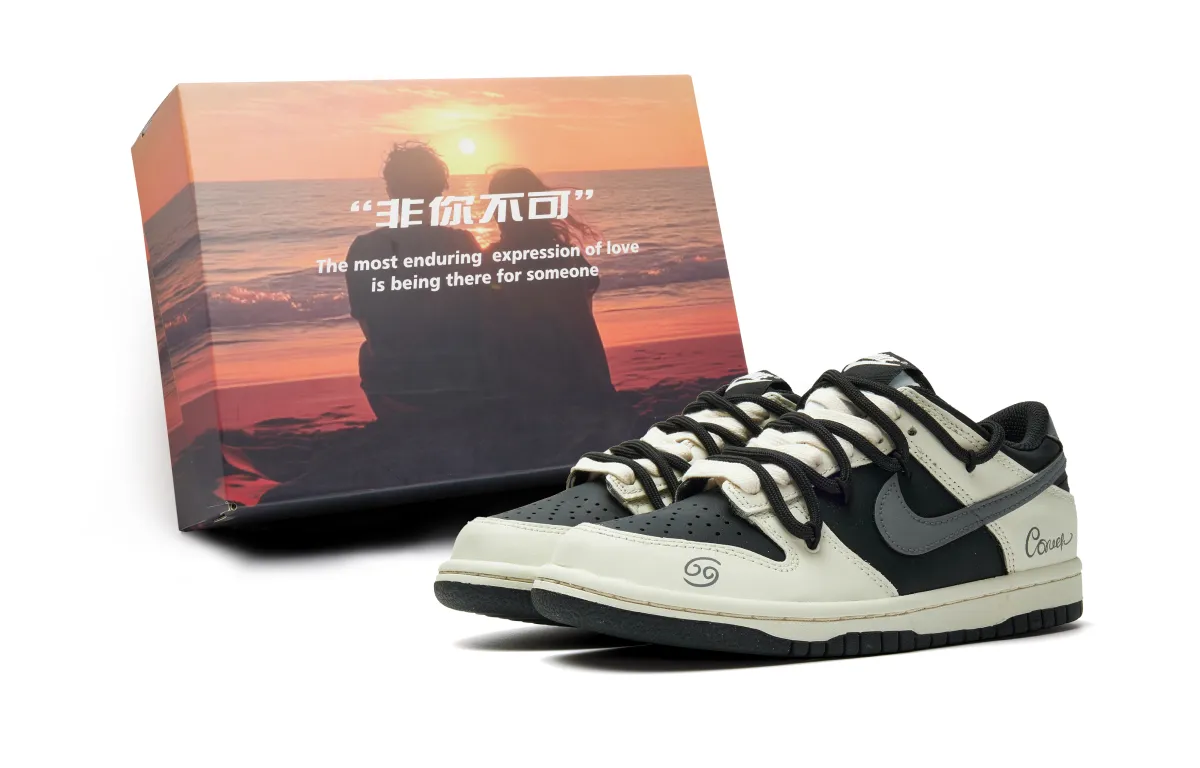 Nike Dunk Abrasion Resistant Low top Skateboard Shoes Unisex Beige Gray Black