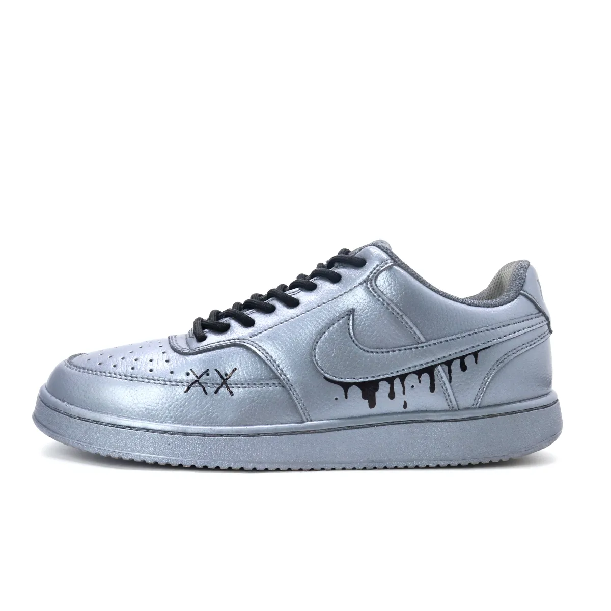 Nike Court Vision 1 Ink Silver Breeze Abrasion Resistant Abrasion Resistant Low top Skateboard Shoes Men's Silver Black