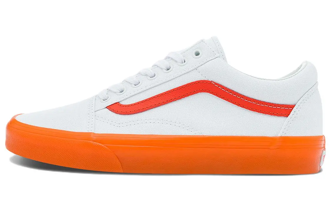 Vans Old Skool Casual Low Top Skate Shoes Small Orange Side Stripe Unisex 'White'