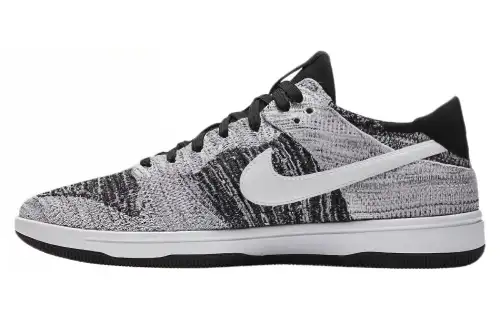 Nike Dunk Low Flyknit Comfortable Round Toe Thermal Slip Resistant Low top Skateboard Shoes Unisex Gray