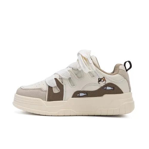 Global HUANQIU Shoes Women's Niche Cow Leather Girls' Shoes Trendy Versatile Thickened Autumn and Winter Fashionable Korean Thick-soled Casual Sports Shoes Increased Wrapping and Lightweight Low-top Sneakers Women's Beige Brown