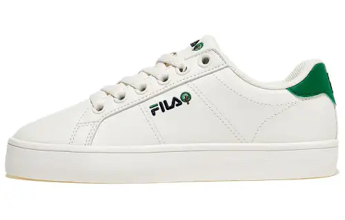 FILA Court Abrasion Resistant Breathable Low top Skateboard Shoes Unisex White Green Korean Style