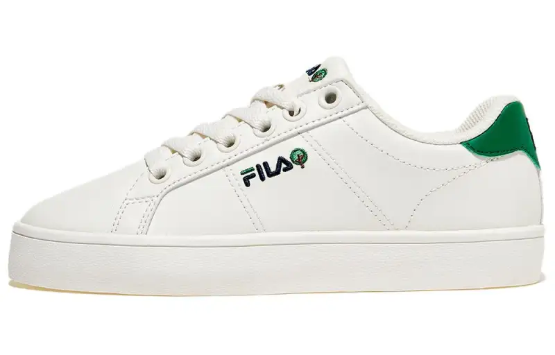 FILA Court Abrasion Resistant Breathable Low top Skateboard Shoes Unisex White Green Korean Style