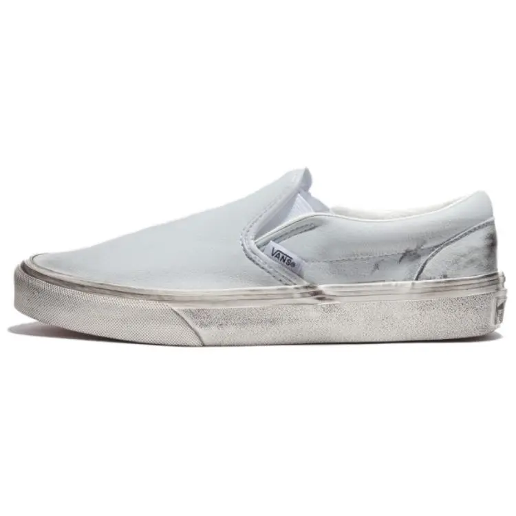 Vans Slip on Abrasion Resistant Low top Skateboard Shoes Women's Light Blue White
