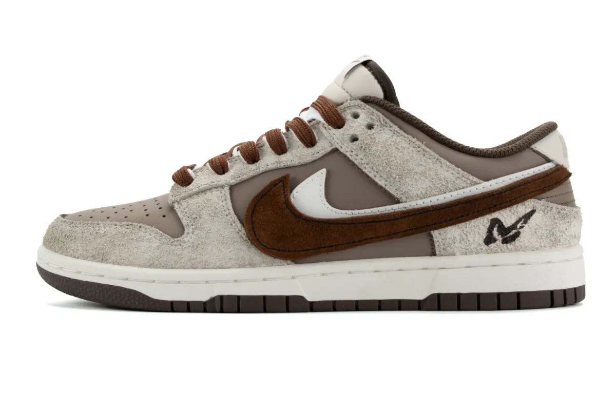 Nike Dunk Butterfly Slip Resistant Abrasion Resistant Low top Skateboard Shoes Unisex White Brown