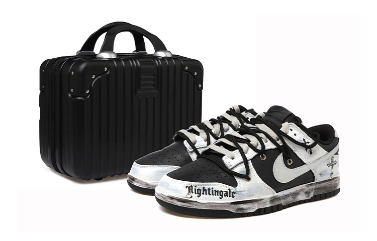 NBA x Nike Dunk Low top Skateboard Shoes GS Black White Silver