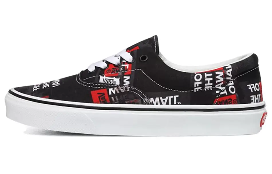 Vans Packing Tape Letter Lightweight Low top Skateboard Shoes Unisex Black Red