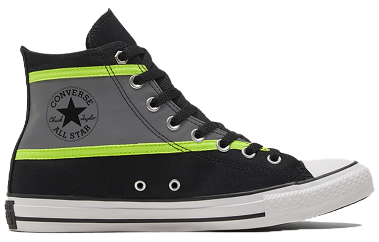 Кеды Converse Chuck Taylor All Star Hi-Vis (черно-зелено-серые) — Чёрный / зелёный / серый — фото 2