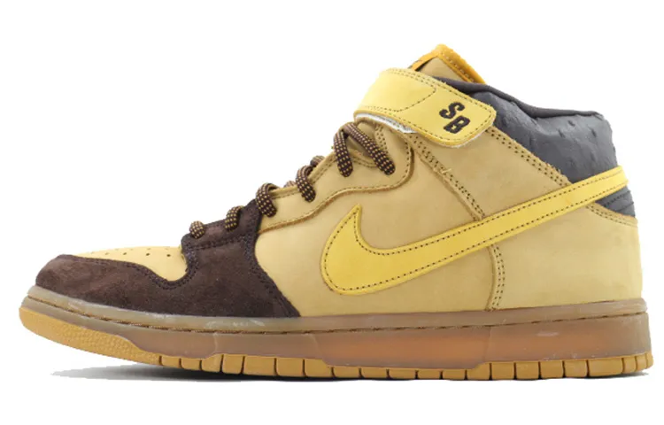 Nike Dunk SB Pro SB Synthetic Leather Mid top Skateboard Shoes Men's Yellow Brown