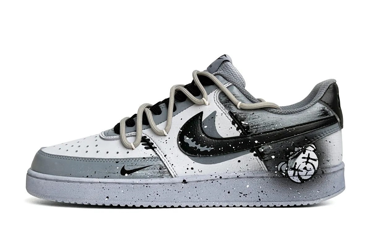Nike Court Vision 1 Low top Skateboard Shoes Men's Black Gray