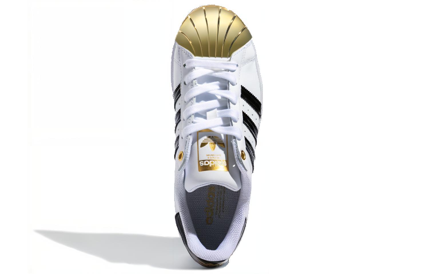 Женские кеды adidas originals Superstar Metal Toe (черно-белые с золотым) — фото 5