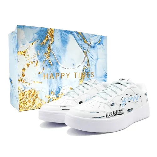 Li Ning Floating Boat Cushioning Abrasion Resistant Breathable Low top Skateboard Shoes Men's White Blue