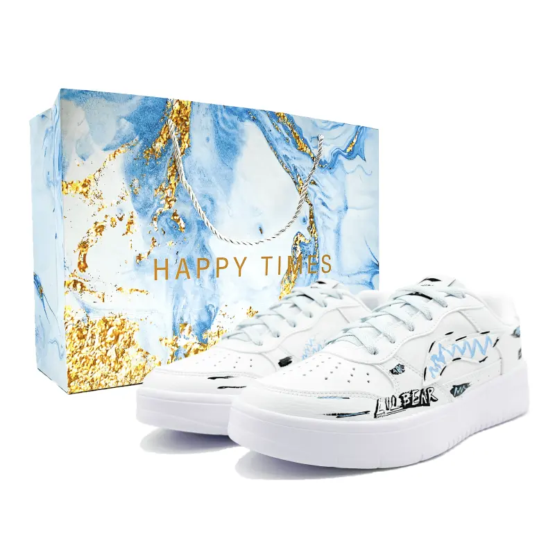 Li Ning Floating Boat Cushioning Abrasion Resistant Breathable Low top Skateboard Shoes Men's White Blue