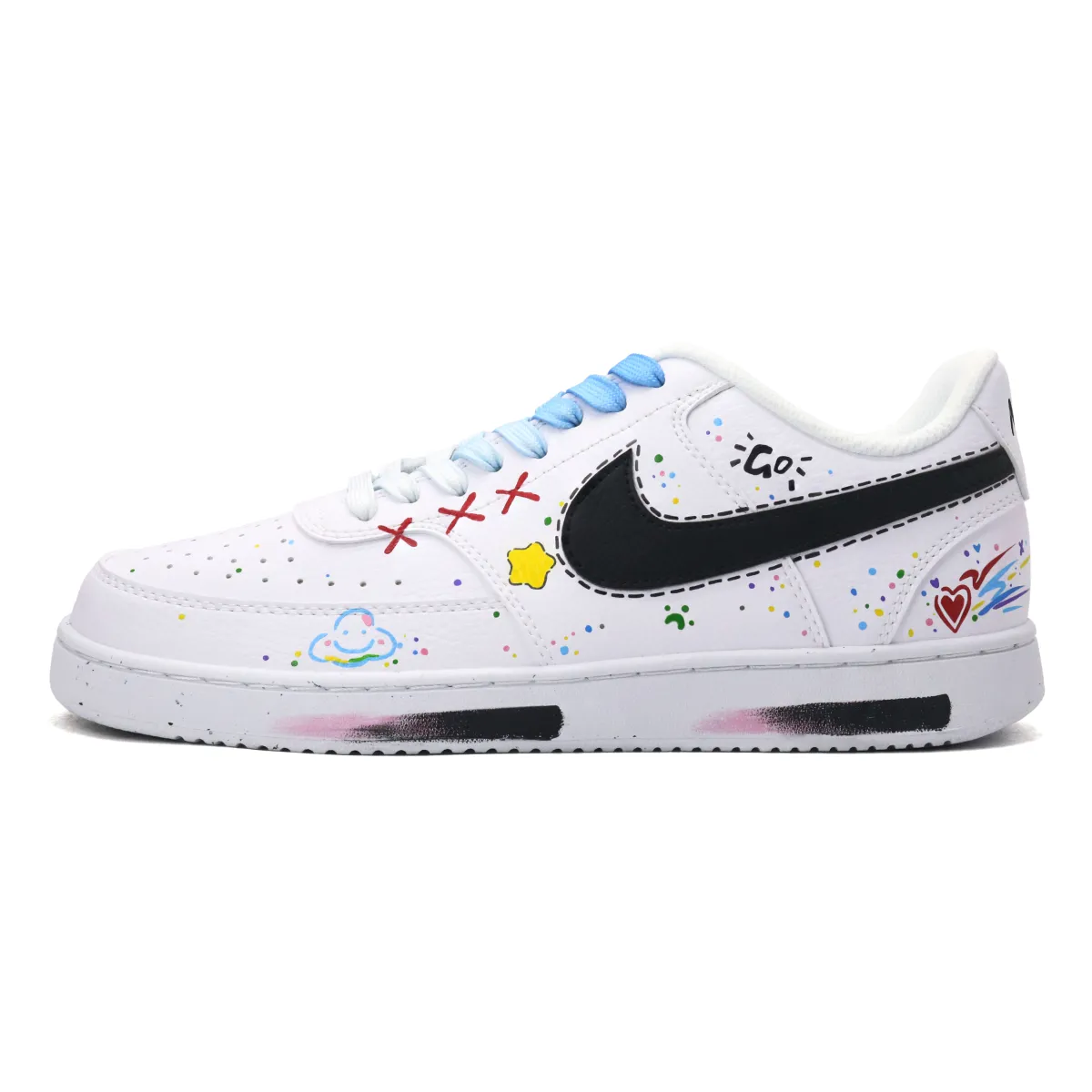 Nike Court Vision 1 Sunshine Journey Leather Slip Resistant Abrasion Resistant Low top Skateboard Shoes Unisex