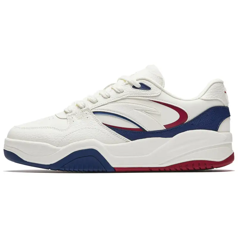 Anta Wave Shoe Slip Resistant Cushioning Abrasion Resistant Low top Skateboard Shoes Men's White Red Blue