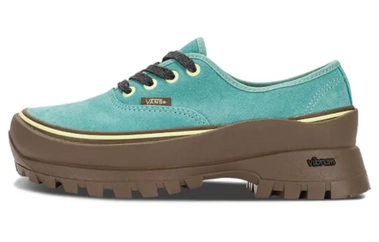 Vans x Vibram Authentic Leather Breathable Low top Skateboard Shoes Unisex Blue Green