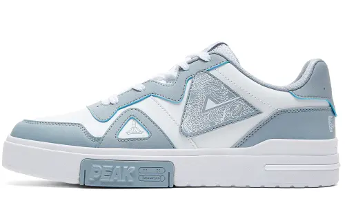 PEAK Chinese Original Collection Cushioning, Wear Resistant Low top Skateboard Shoes Men's Big White Elegant Blue
