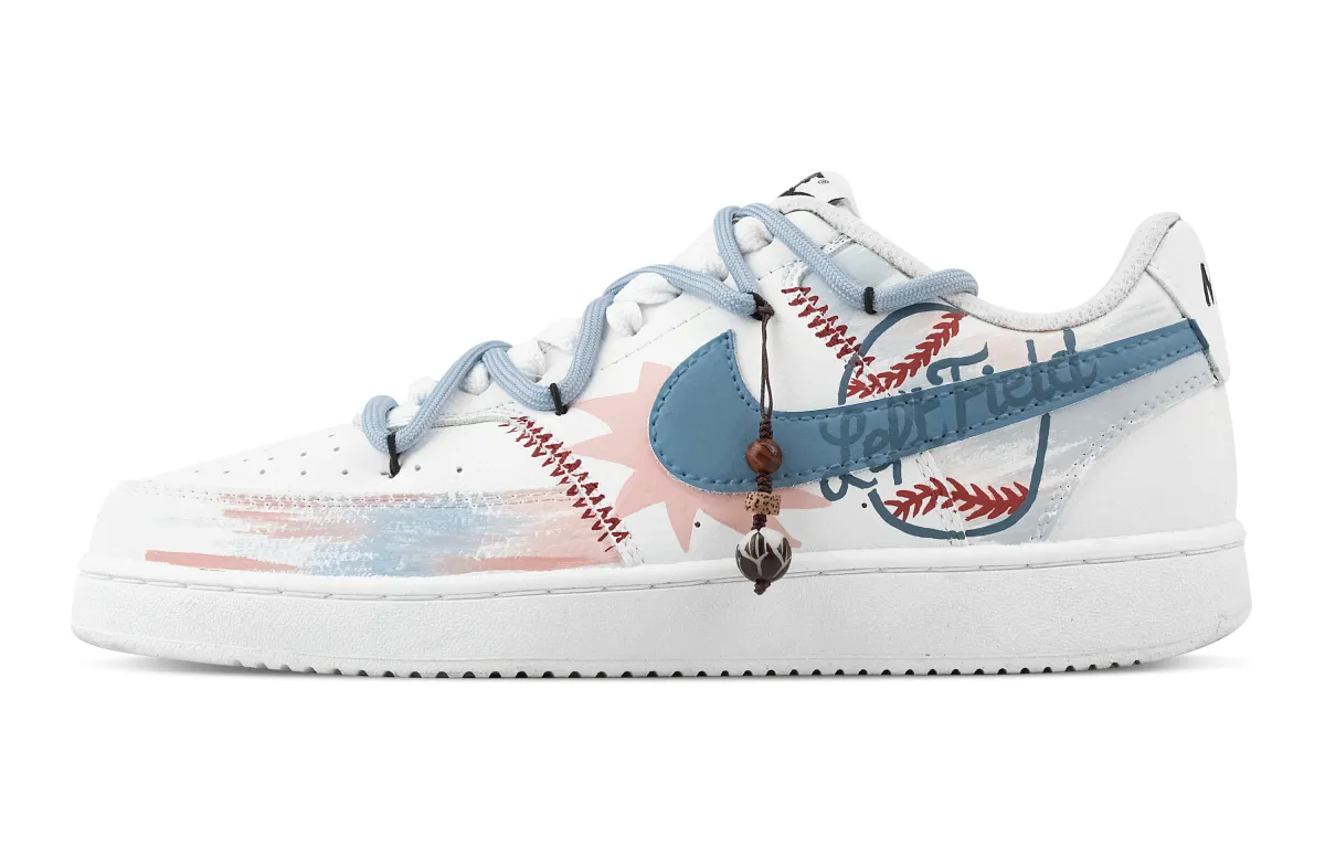 Nike Court Vision 1 Baseball Abrasion Resistant Low top Skateboard Shoes Men's White Blue