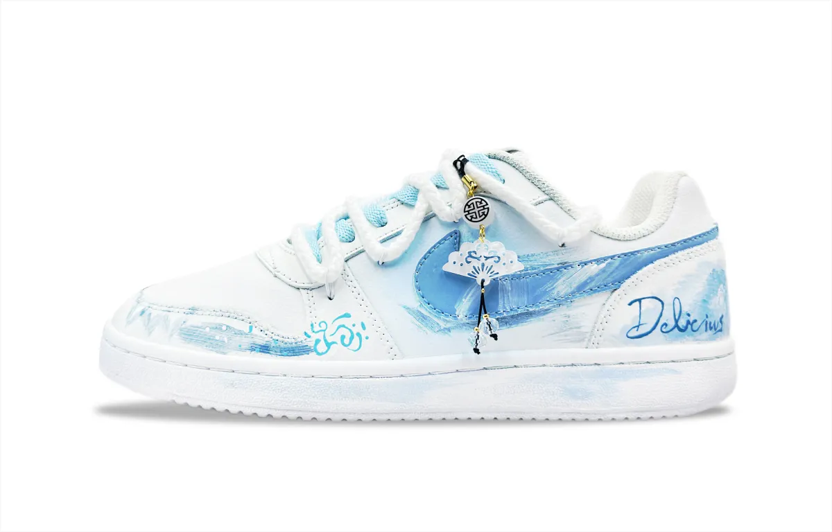 Nike EBERNON Blue Rose Slip Resistant Low top Skateboard Shoes Unisex Blue White