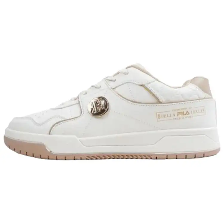 FILA Lightweight And Breathable Low top Skateboard Shoes Women's White Brown