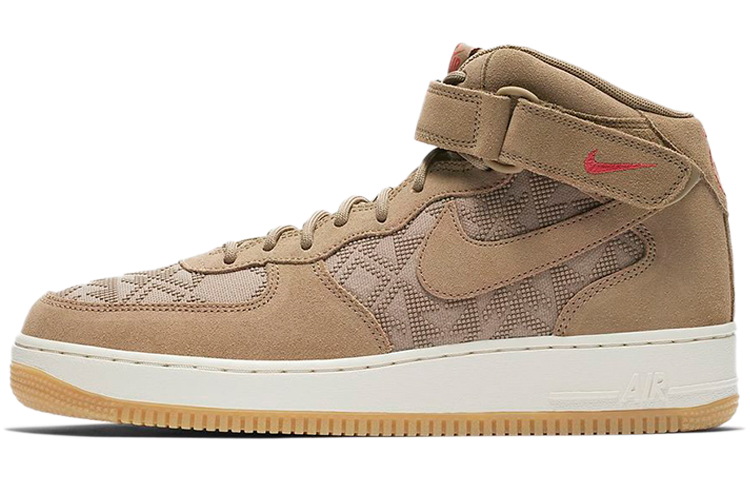 Мужские кроссовки Nike Air Force 1 07 Premium N7 (коричнево-красные) — Коричневыйкрасный — фото 1