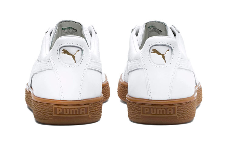 Мужские кеды PUMA Basket Classic Gum Deluxe (бело-золотые) — фото 4