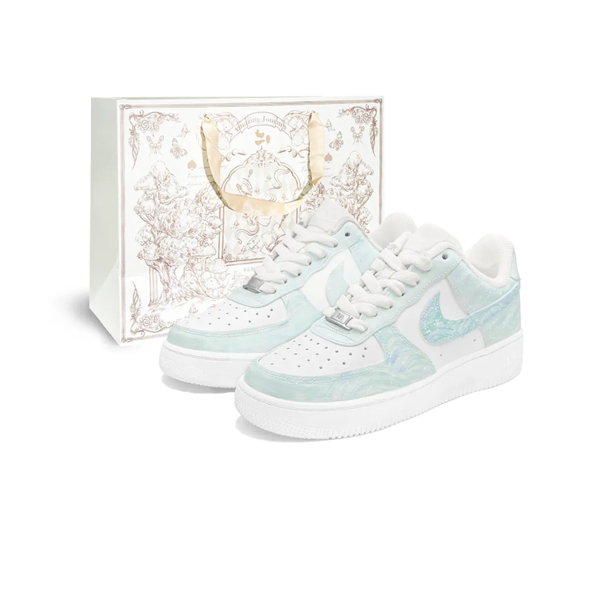 Nike Air Force 1 Shopping Bag, Iceberg Mint, First Culture Abrasion Resistant Balance Low top Skateboard Shoes Unisex