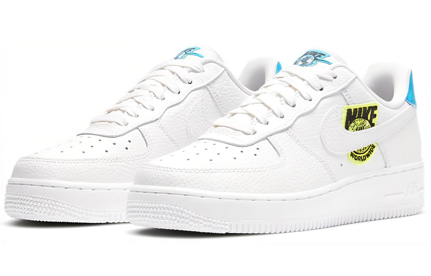 Женские кроссовки Nike Air Force 1 ’07 (бело-сине-желтые) — фото 3