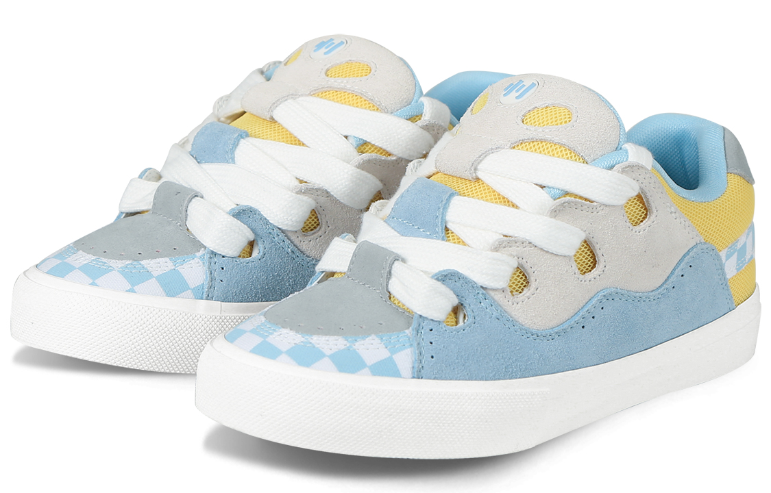 Ollieskate Slip Resistant Cushioning Abrasion Resistant Low top Skateboard Shoes Unisex Blue White Yellow