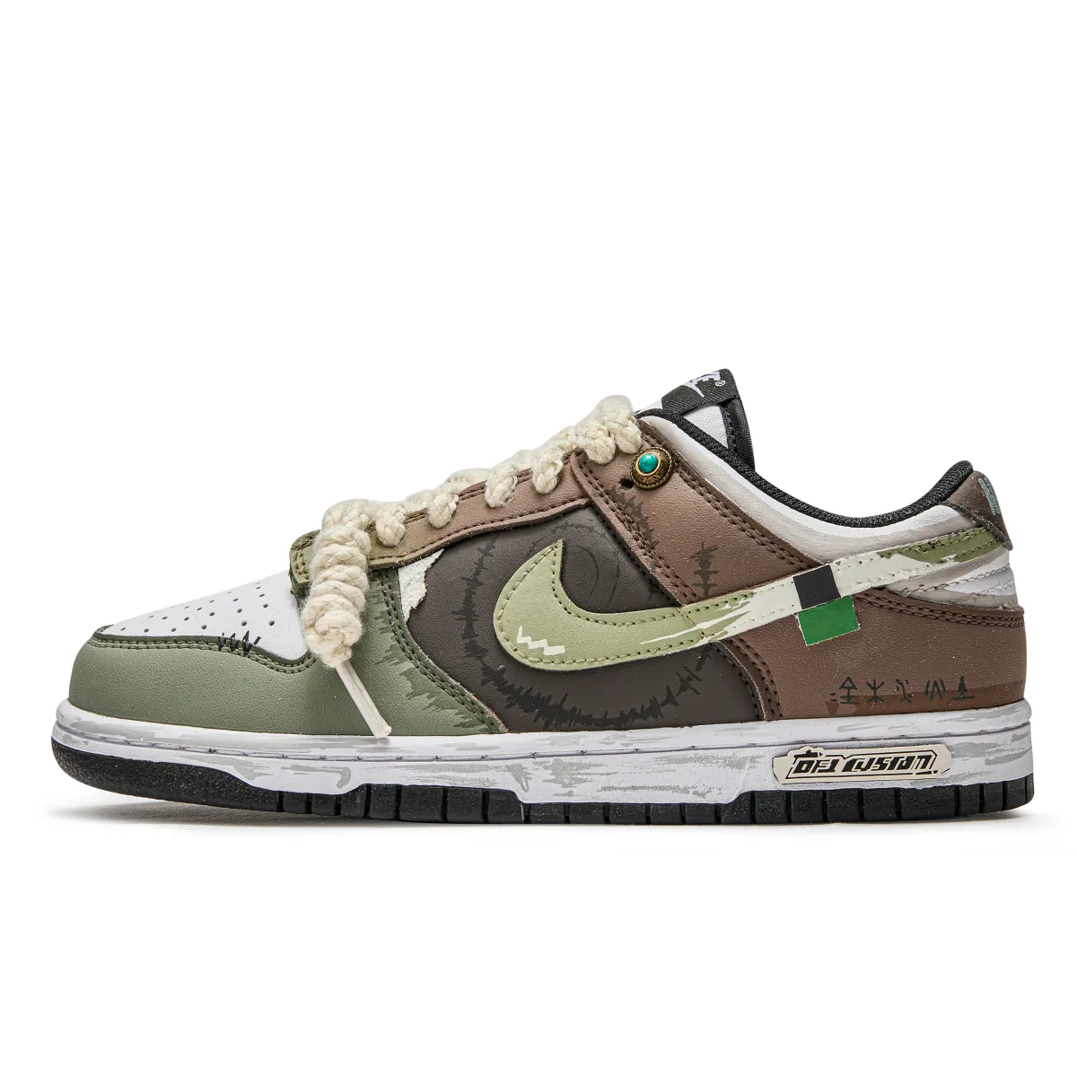 Nike Dunk Jungle Adventure Quick Dry Abrasion Resistant Balance Low top Skateboard Shoes Men's Black Green
