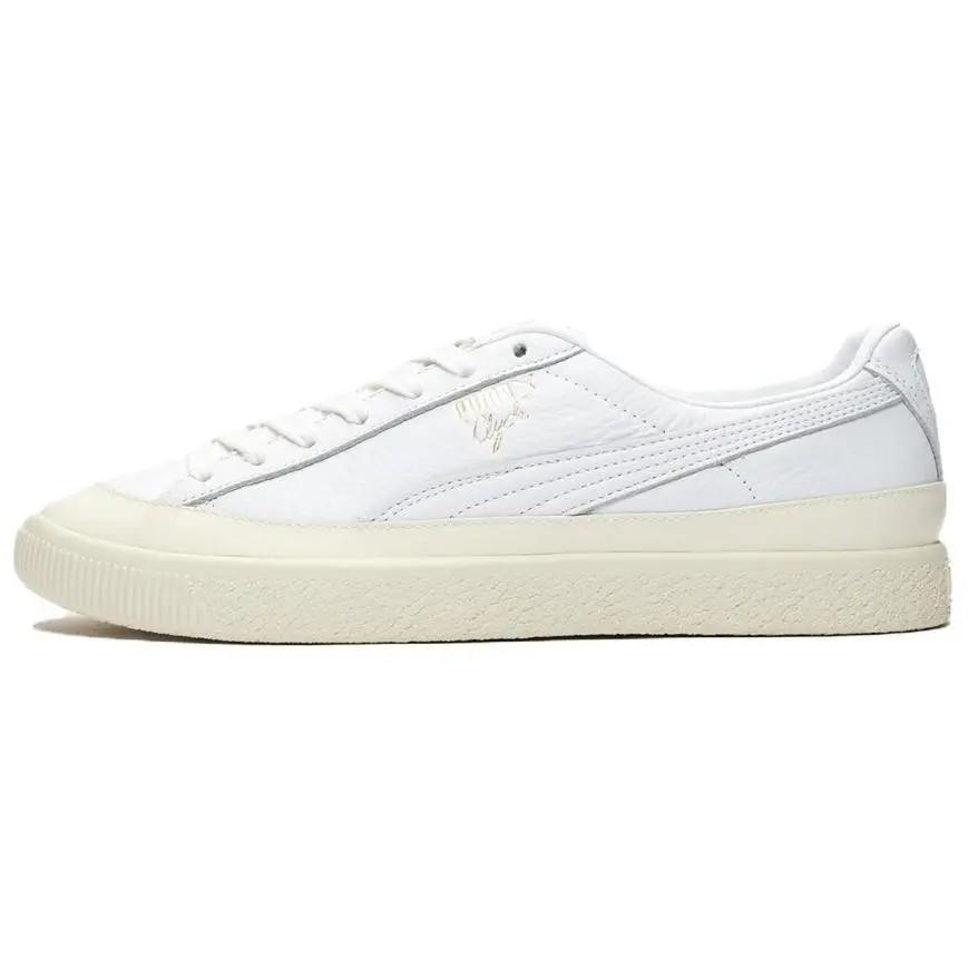 PUMA Clyde Rubber Toe Leather Leisure Board Shoes White