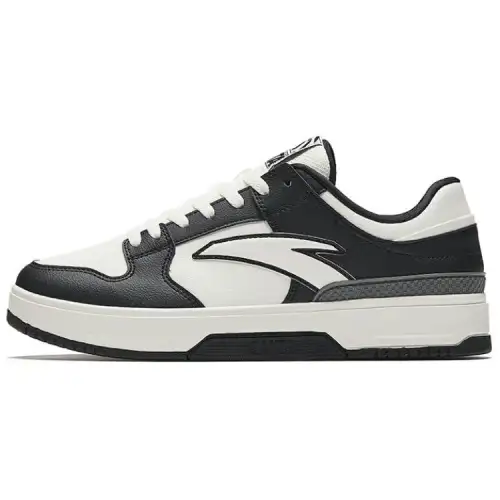 Anta Lightweight Abrasion Resistant Cushioning Balance Low top Skateboard Shoes Men's White Black