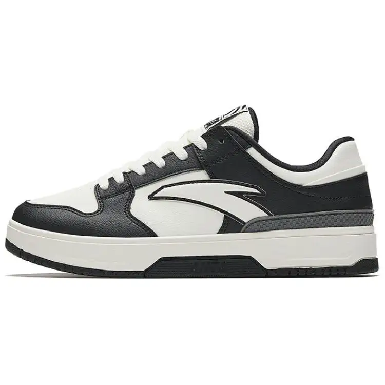 Anta Lightweight Abrasion Resistant Cushioning Balance Low top Skateboard Shoes Men's White Black