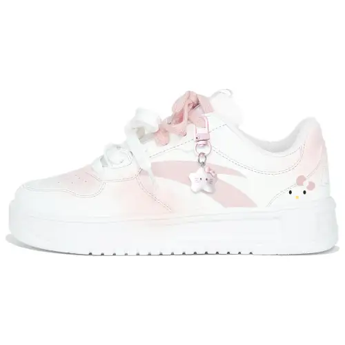 Anta Slip Resistant Abrasion Resistant Slip Resistant Abrasion Resistant Low top Skateboard Shoes Women's White Pink