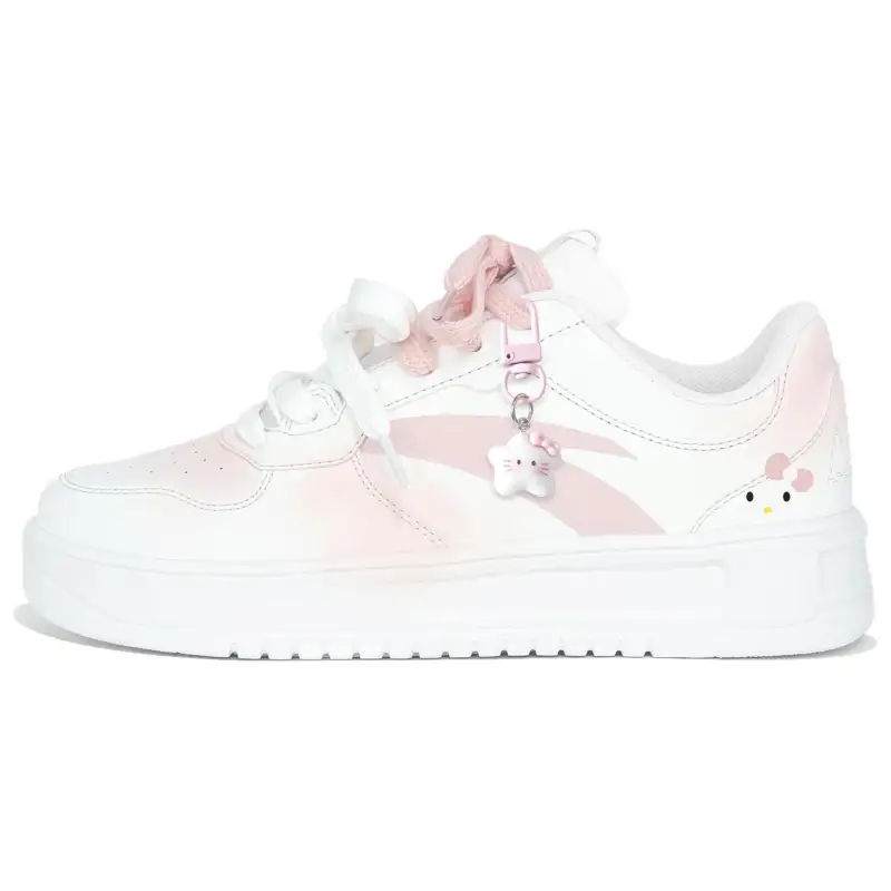 Anta Slip Resistant Abrasion Resistant Slip Resistant Abrasion Resistant Low top Skateboard Shoes Women's White Pink