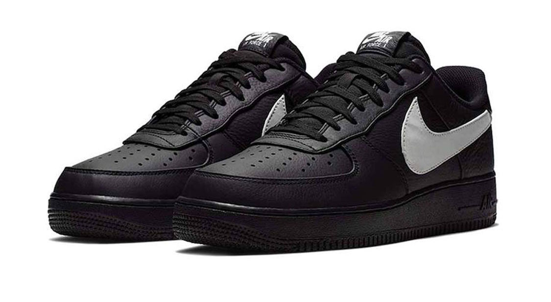 Мужские кроссовки Nike Air Force 1 Big Swoosh (черные) — Чёрный — фото 3