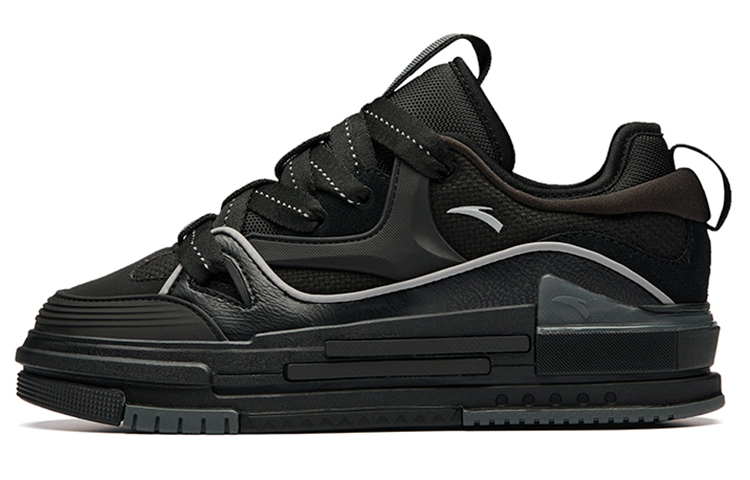 Anta Bump Puffy Shoes Platform Slip Resistant Low top Skateboard Shoes Women's Black