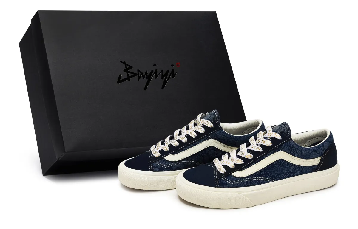 Vans Style 36 811 Manufacturing, Paisley Dye, Special Shoe Box Low top Skateboard Shoes Unisex Blue White