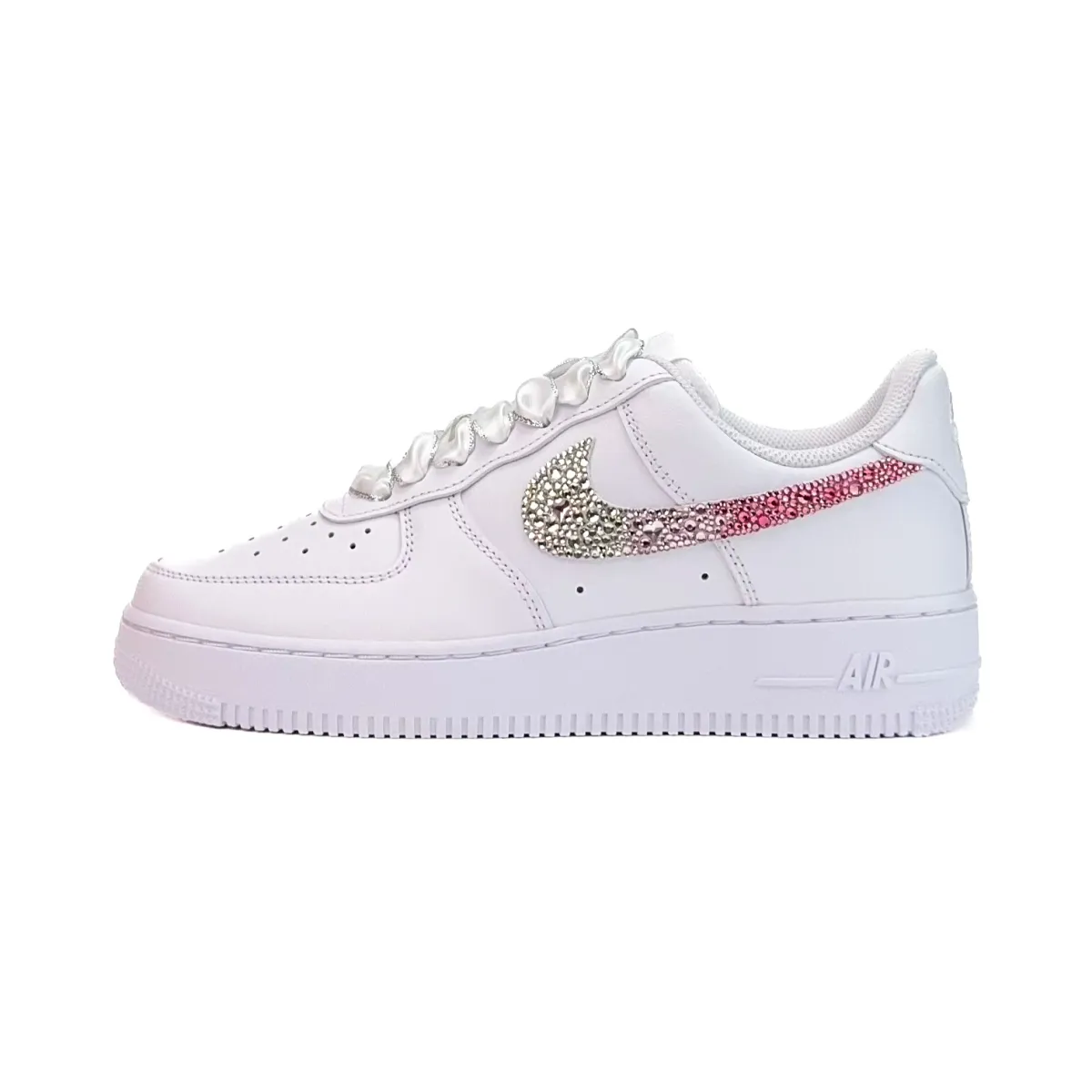 Nike Air Force 1 Pink Diamond Trail Abrasion Resistant Abrasion Resistant Low top Skateboard Shoes Unisex White