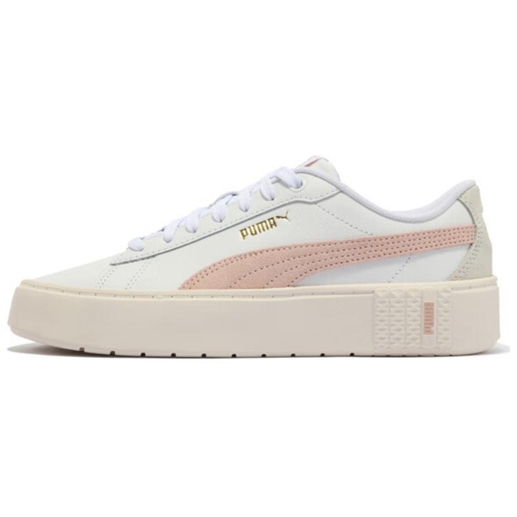 PUMA Smash Platform Comfortable And Lightweight Abrasion Resistant Low top Skateboard Shoes Women's White Pink
