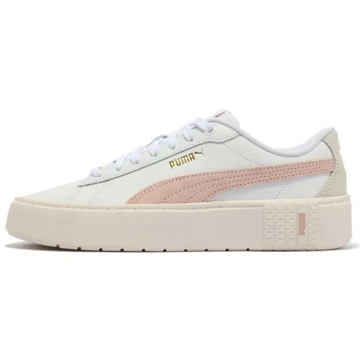 PUMA Smash Platform Comfortable And Lightweight Abrasion Resistant Low top Skateboard Shoes Women's White Pink