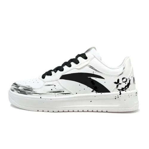 Anta Easy Abrasion Resistant Lightweight Low top Skateboard Shoes Unisex White Black