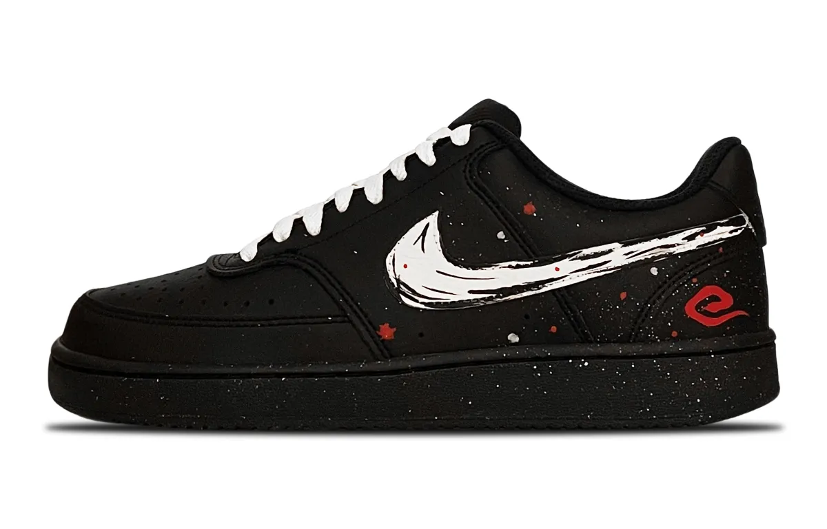 Nike Court Vision Low Abrasion Resistant Abrasion Resistant Low top Skateboard Shoes Unisex Black Red