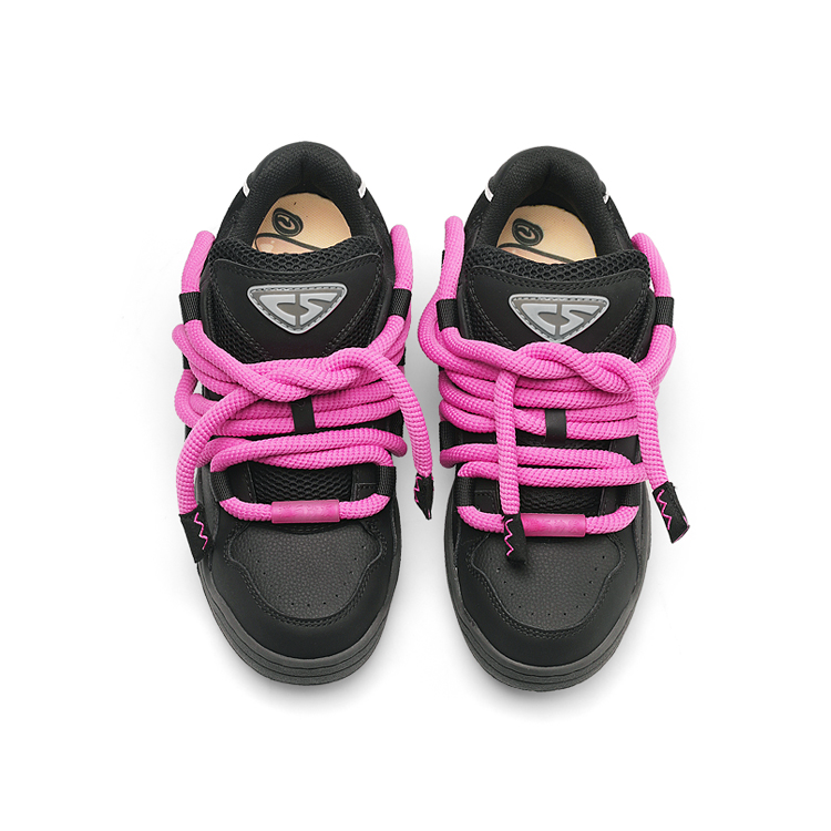 Cat&Sofa Dreadlocks Series Low top Skateboard Shoes Unisex Black Pink