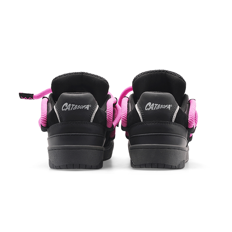 Cat&Sofa Dreadlocks Series Low top Skateboard Shoes Unisex Black Pink