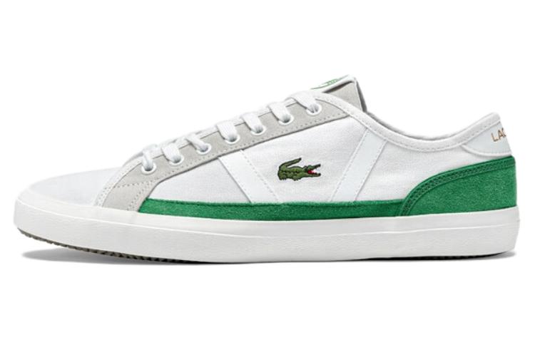 Мужские кеды LACOSTE (бело-зеленые)