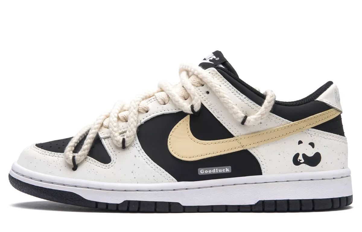 Nike Dunk Panda Cheese Low-top Skateboard Shoes Women's Black White Yellow