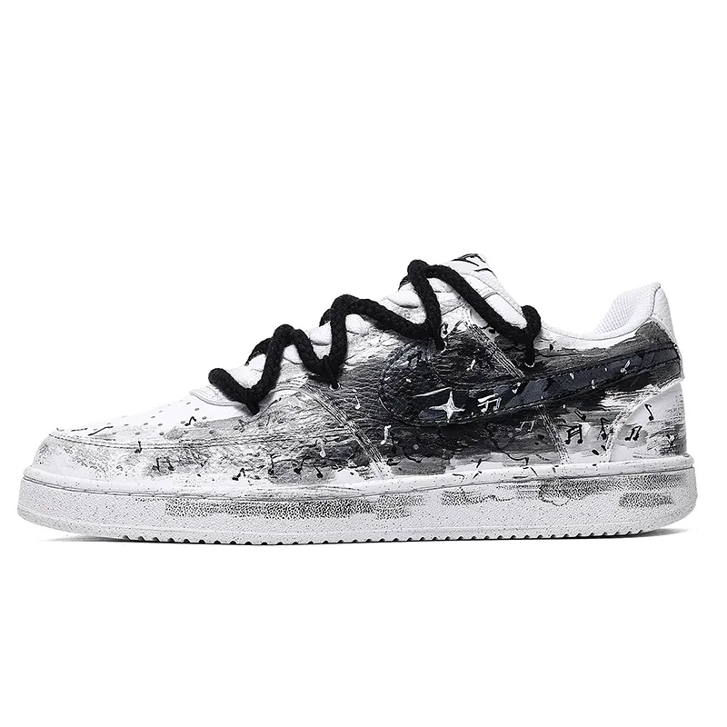 Nike Court Vision Skateboard Shoes Unisex Low Top White Black