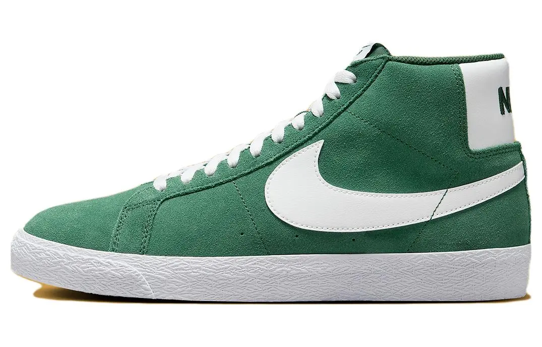 Nike SB Zoom Blazer Mid Suede Comfortable Mid top Skateboard Shoes Men's Green White